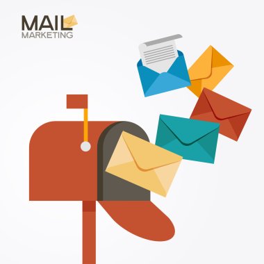 Mailbox and colored envelopes clipart