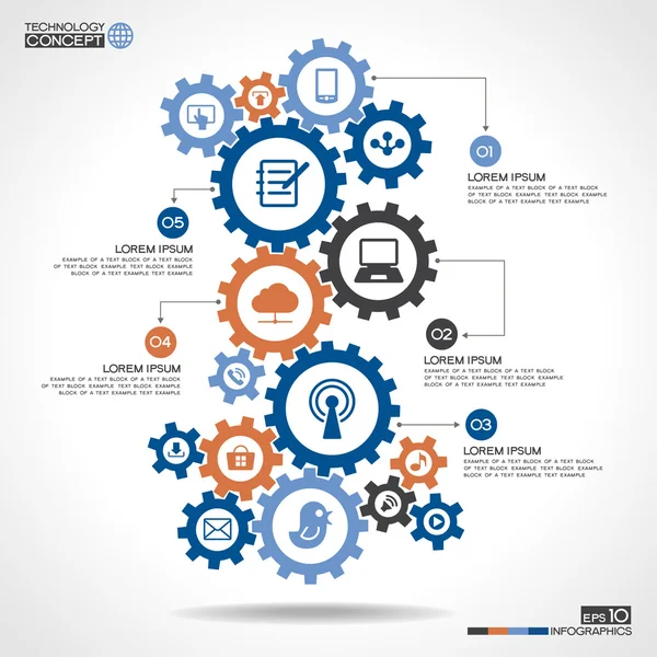 Infographic template with gears — Stock Vector