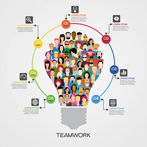 Trabajo en equipo infografías fondo — Archivo Imágenes Vectoriales