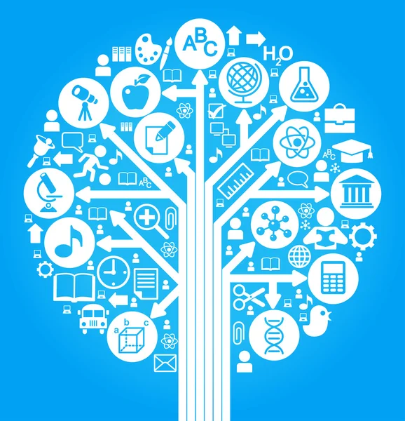 Icônes de l'éducation dans l'arbre de forme — Image vectorielle