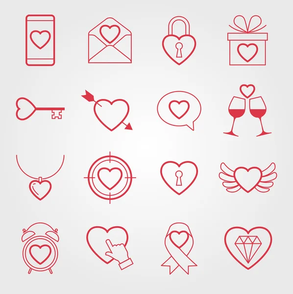 День святого Валентина иконы любви набор — стоковый вектор