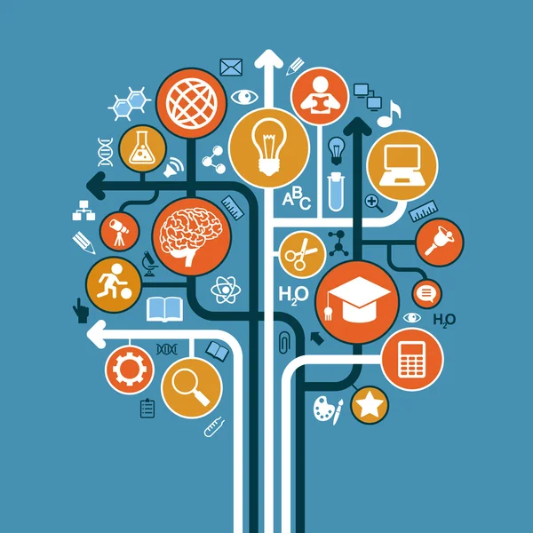 Icônes pour l'éducation dans l'arbre de formulaire — Image vectorielle