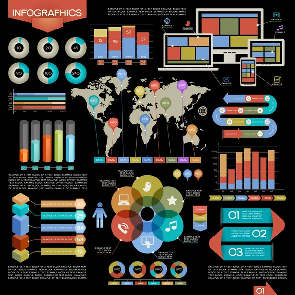 Infográficos de rede global — Vetor de Stock