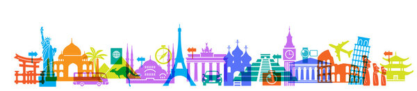 Famous international landmarks icons
