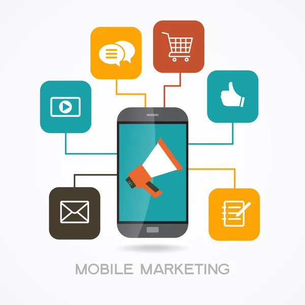 Konzept zur Förderung des mobilen Marketings. — Stockvektor