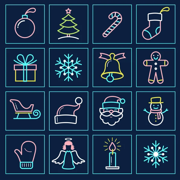 Iconos de Navidad y vacaciones — Archivo Imágenes Vectoriales