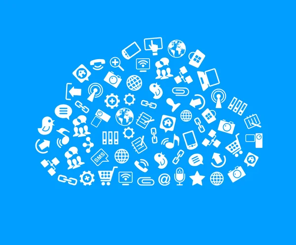 Nube con iconos de servicios informáticos — Vector de stock