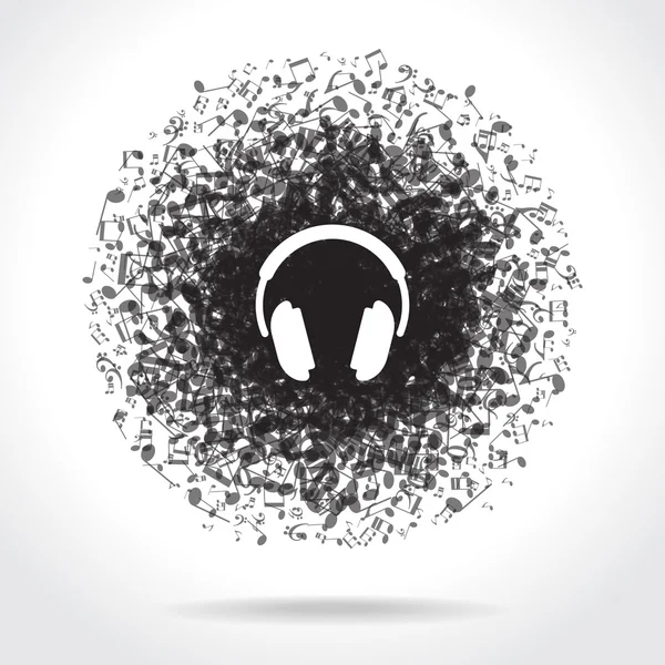 Fondo musical con auriculares — Vector de stock