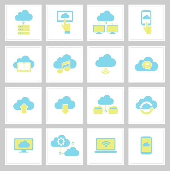 Set cloud computing icons — Stock Vector