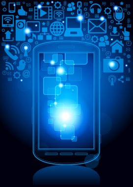 Medya simgeler şeklinde bulut yere telefon 