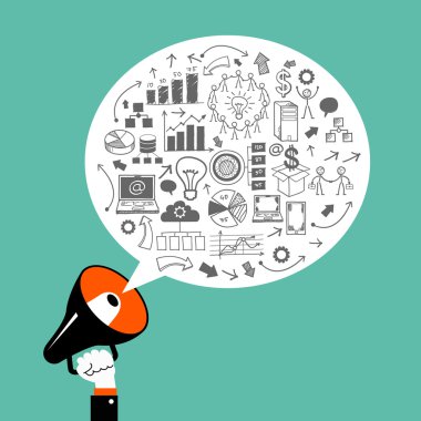 Infographic şablon iş megafon ile  