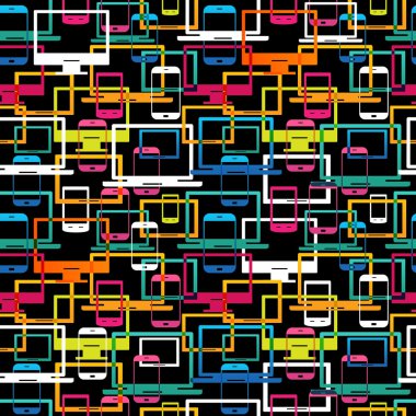 Parlak simgeler bilgisayarlar ve telefonlar 