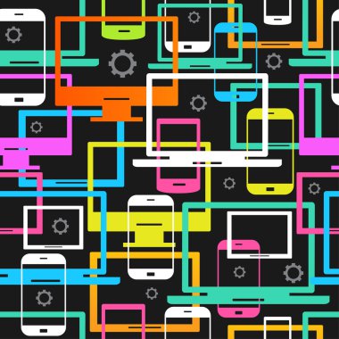 Parlak simgeler bilgisayarlar ve telefonlar 