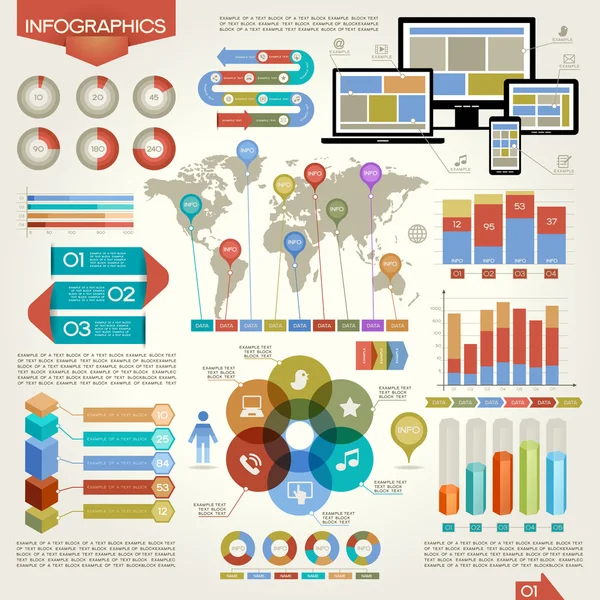 Infográficos de rede global — Vetor de Stock