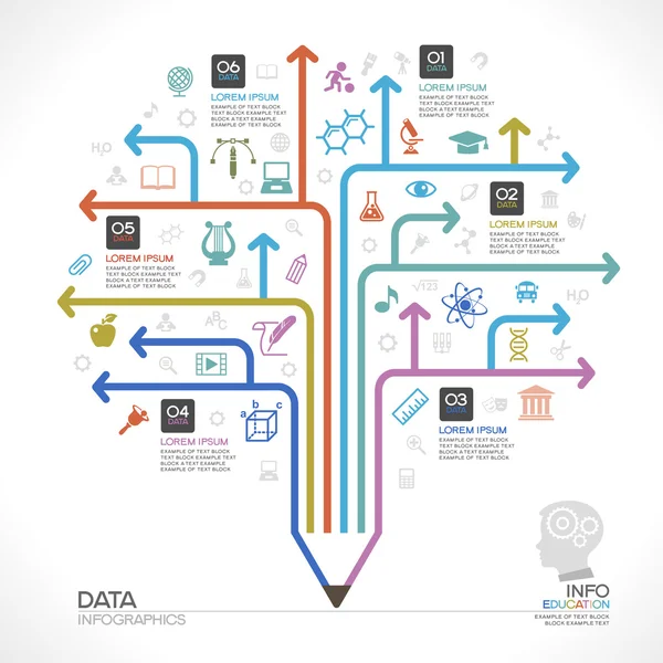 Lápis árvore com ícones para a educação —  Vetores de Stock