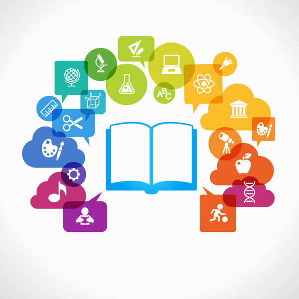 icons of education around open book
