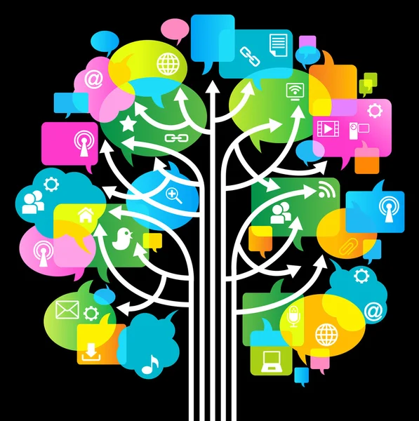 Icônes de réseau informatique sous forme d'arbre — Image vectorielle