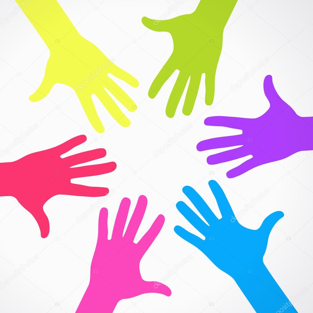 Circle spiral of colorful hands prints. Stock Vector by ©VLADGRIN 123650952, image size:1024x1024