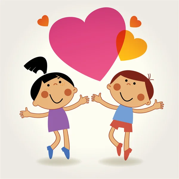 Banner giorno di San Valentino con i bambini — Vettoriale Stock