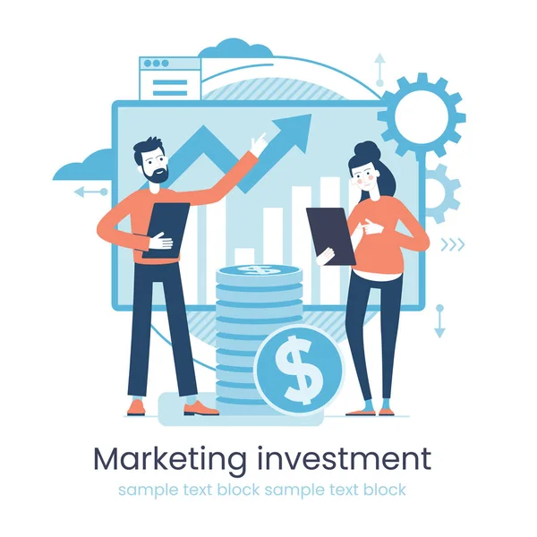 Marketing Boekhoudkundig Concept Financieel Beheer Marketing Investering Digitale Auditing Bedrijfsplan — Stockvector