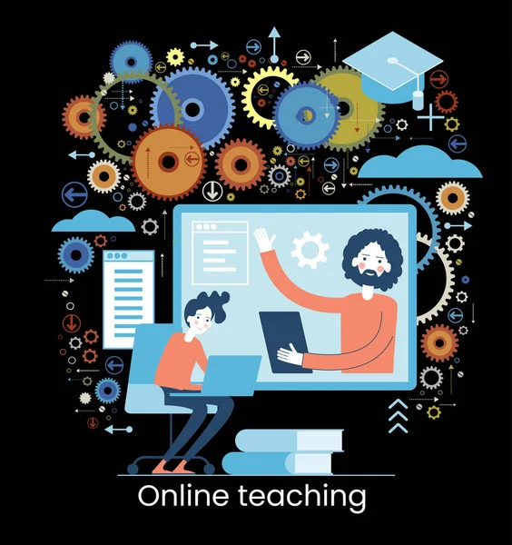Conceito Aprendizagem Online Aulas Internet Metáforas Aprendizagem Online Webinar Educacional — Vetor de Stock
