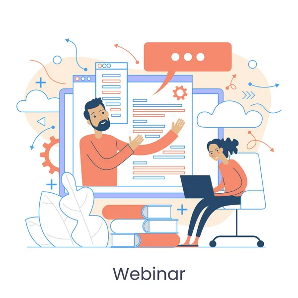 Webinar Aula Digital Enseñanza Línea Clases Por Internet Metáforas Aprendizaje — Archivo Imágenes Vectoriales