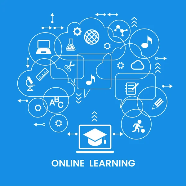 Concept Apprentissage Ligne Icône Enseignement Distance Formations Ligne Loisirs Élément — Image vectorielle