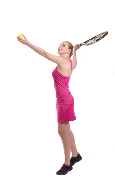 Girl with tennis racket — Stock Photo, Image