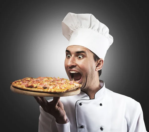 Komik pizza chef — Stok fotoğraf