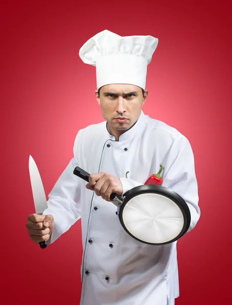 Grappige chef-kok samoerai — Stockfoto