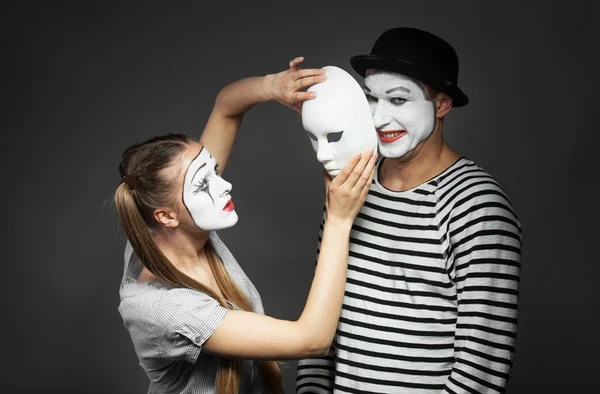 Par de mimes — Fotografia de Stock