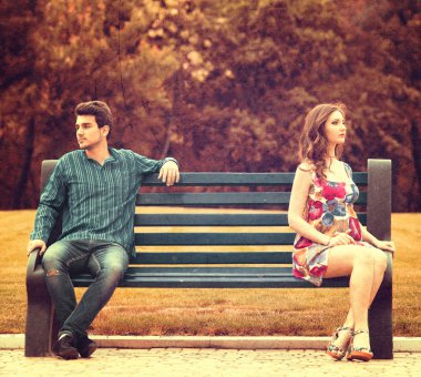 Couple on the bench clipart