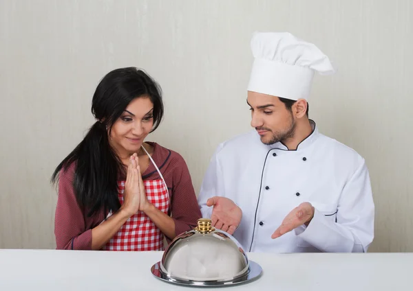 Tasty surprise for a girl — Stock Photo, Image