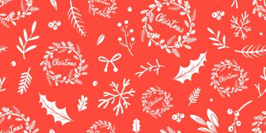 Şenlikli bir Noel ve yeni yıl tatili şablonu ve geçmişi. Tebrik kartları, davetiyeler, ambalaj kağıtları, afişler, sosyal medya iletileri ve mevsimsel grafik tasarım projeleri için mükemmel.