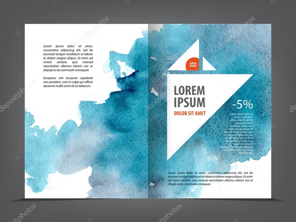 vector empty bifold brochure template print blank watercolor design blue watercolour stock vector - Bi Fold Brochure Template vector empty bifold brochure template print blank watercolor design blue watercolour stock vector - Bi Fold Brochure Template