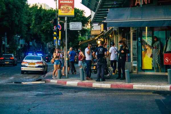 Tel Aviv Israel Octubre 2020 Vista Puesto Control Policía Nacional — Foto de Stock