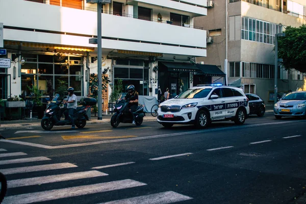 Tel Aviv Israel Octubre 2020 Vista Coche Policía Tradicional Israelí — Foto de Stock