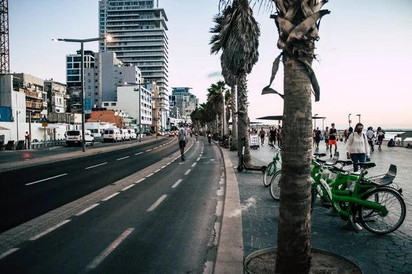 Tel Aviv Israel Octubre 2020 Vista Pueblo Identificado Rodando Por — Foto de Stock