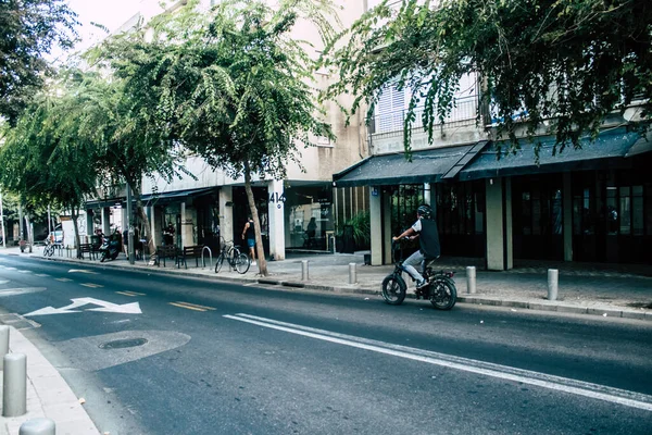 Tel Aviv Israel October 2020 View Unidentified People Rolling Streets — Stock Photo, Image