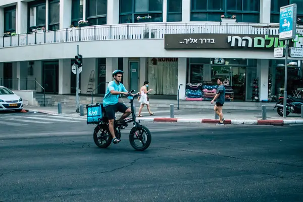 Tel Aviv Israel Outubro 2020 Vista Povo Não Identificado Rolando — Fotografia de Stock