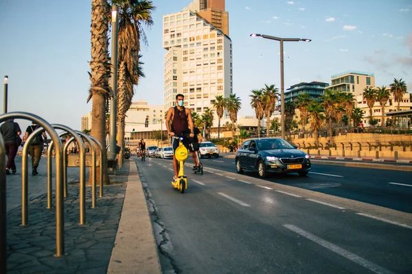 Tel Aviv Izrael Října 2020 Pohled Neidentifikované Lidi Kteří Ulicích — Stock fotografie