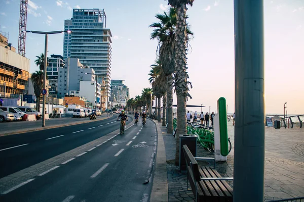Tel Aviv Israel October 2020 View Unidentified People Rolling Streets — Stock Photo, Image