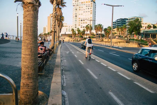 Tel Aviv Israel October 2020 View Unidentified People Rolling Streets — Stock Photo, Image