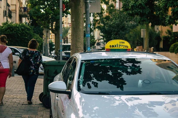 Tel Aviv Israel October 2020 View Traditional Israeli Taxi Driving — Stock Photo, Image