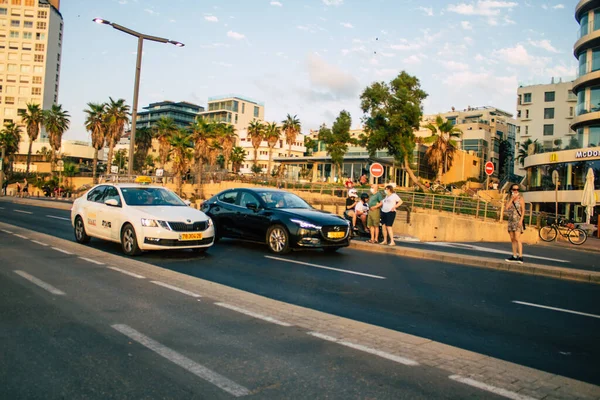 Tel Aviv Israel Octubre 2020 Vista Taxi Tradicional Israelí Conduciendo — Foto de Stock