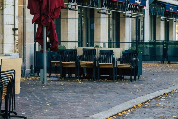 Реймс Франция Октябрь 2020 Вид Бар Расположенный Центре Города Закрыты — стоковое фото