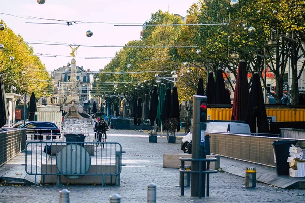 Reims France Października 2020 Widok Pustej Ulicy Centrum Miasta Podczas — Zdjęcie stockowe