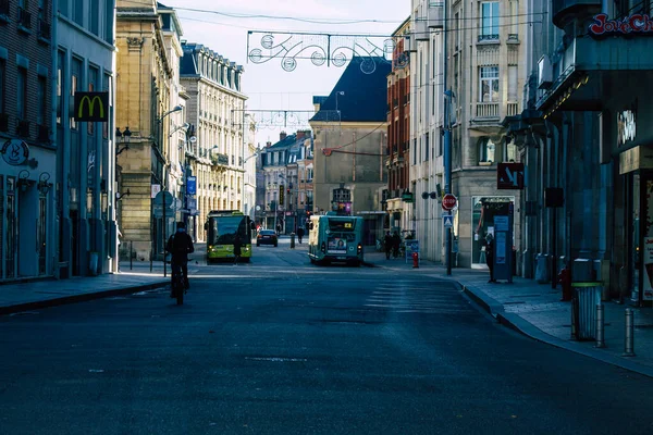Reims Frankreich Oktober 2020 Blick Auf Eine Leere Straße Der — Stockfoto
