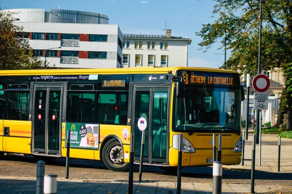 Reims França Outubro 2020 Vista Ônibus Urbano Tradicional Para Passageiros — Fotografia de Stock