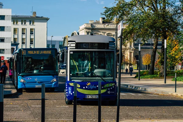 Reims França Outubro 2020 Vista Ônibus Urbano Tradicional Para Passageiros — Fotografia de Stock